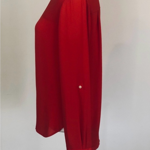 Ann Taylor Loft women size XS long sleeve red blouse top - Picture 2 of 13
